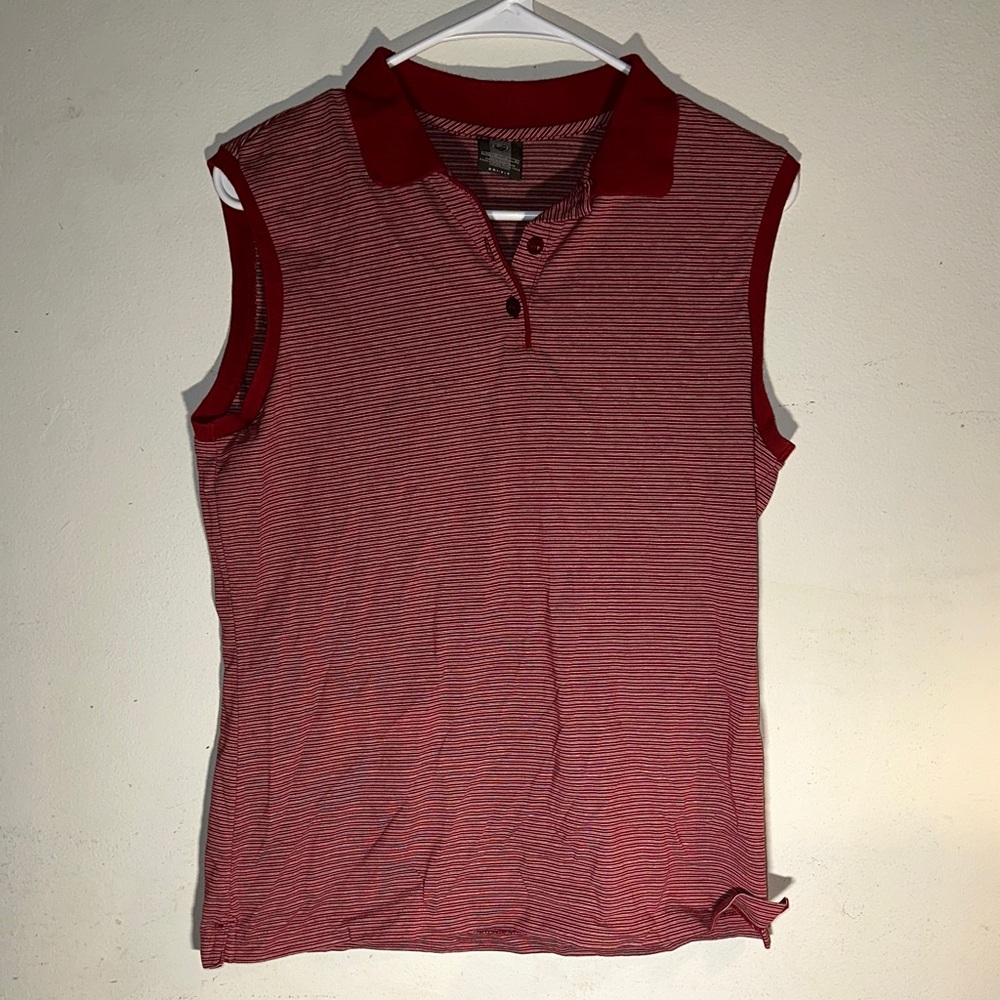 Nike Red and White Sleeveless Polo Top